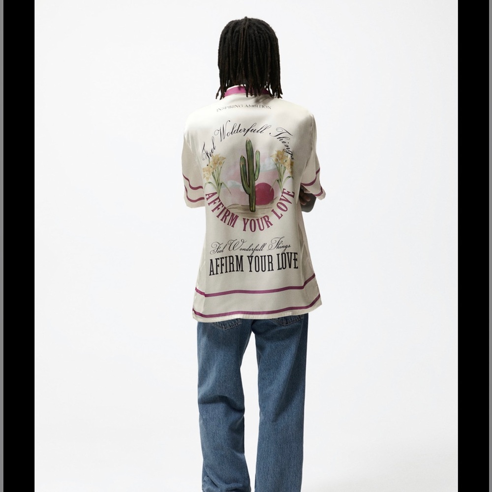 Zara Contrast Button Shirt “Affirm Your Love”